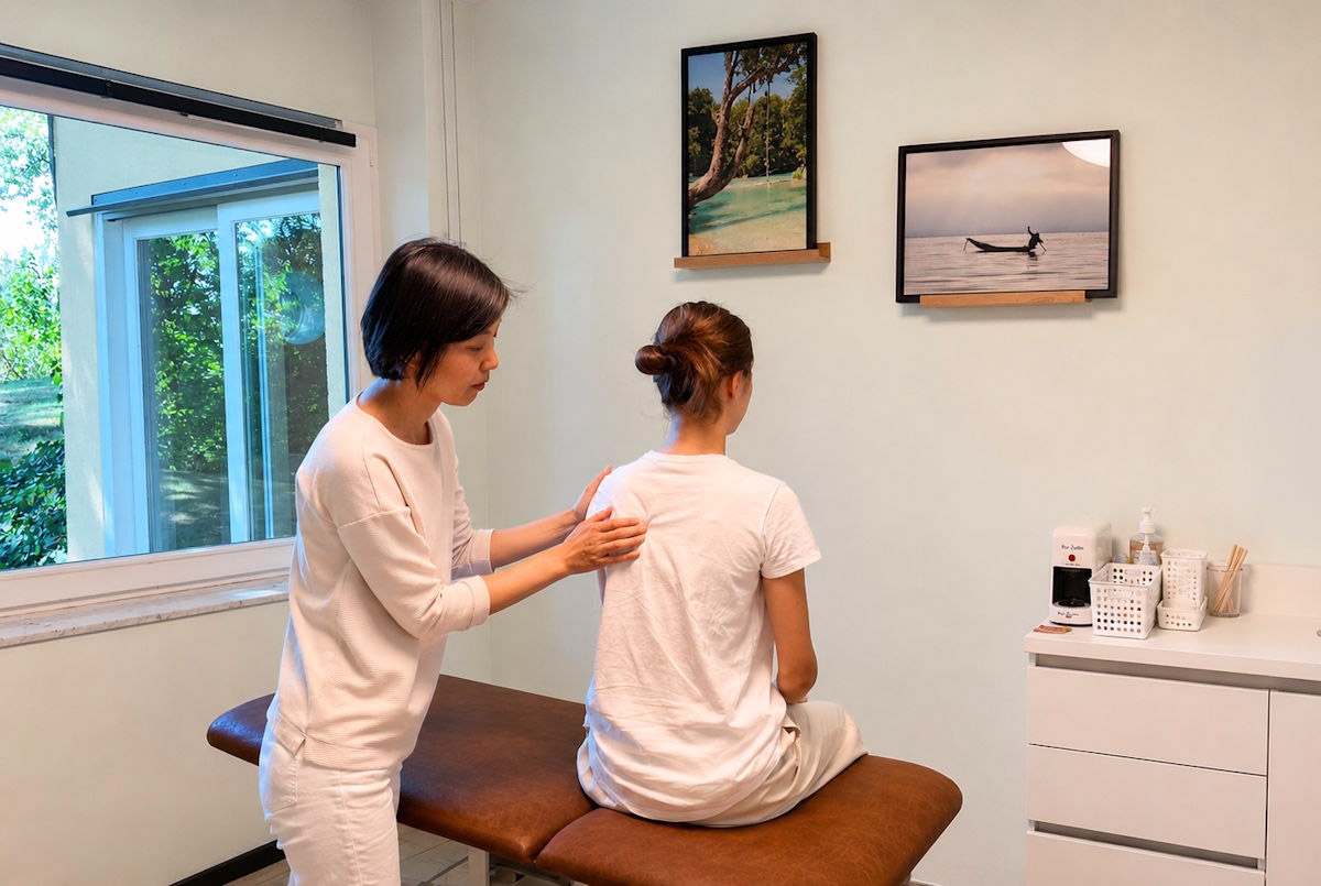 Behandlung einer Patientin in der Praxis für japanische Akupunktur in Düsseldorf
